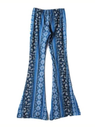 Plant printed slim flared pants