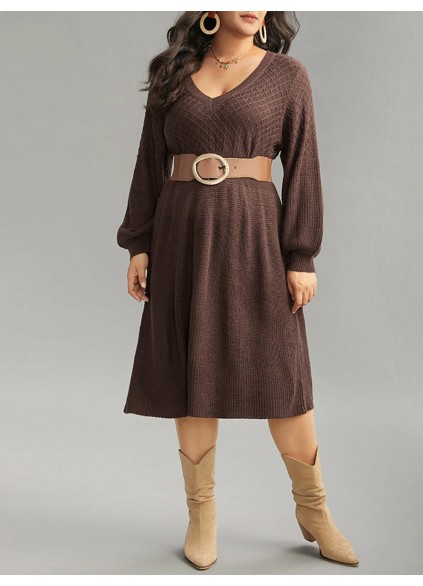 Plus-size V-neck sweater dress