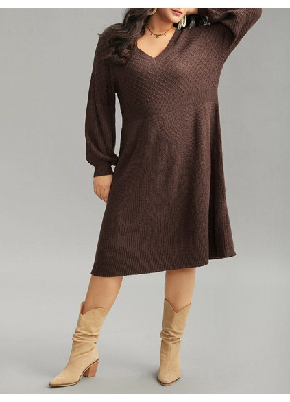 Plus-size V-neck sweater dress