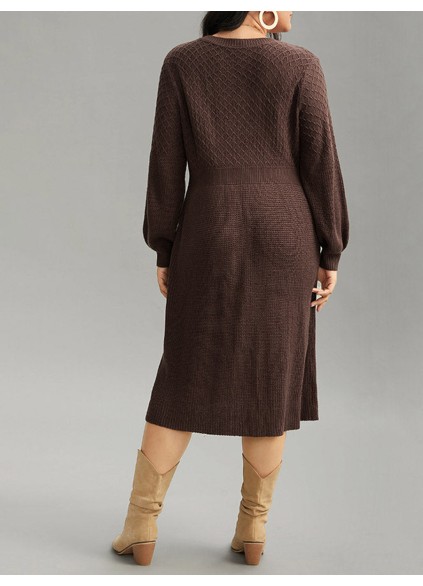 Plus-size V-neck sweater dress