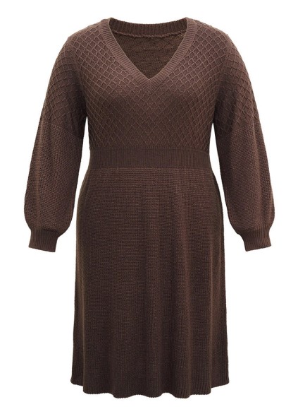 Plus-size V-neck sweater dress