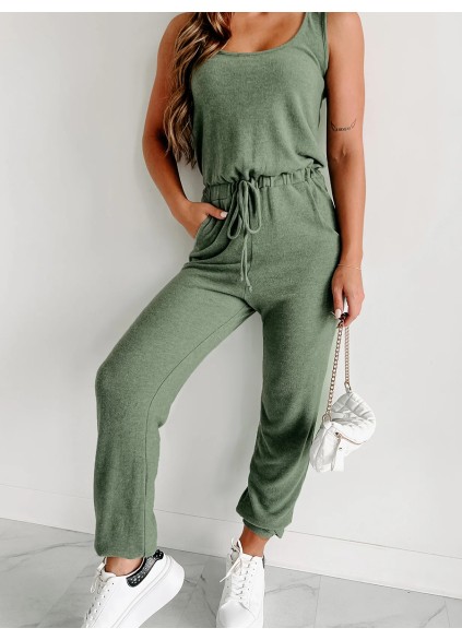 Red halter jumpsuit