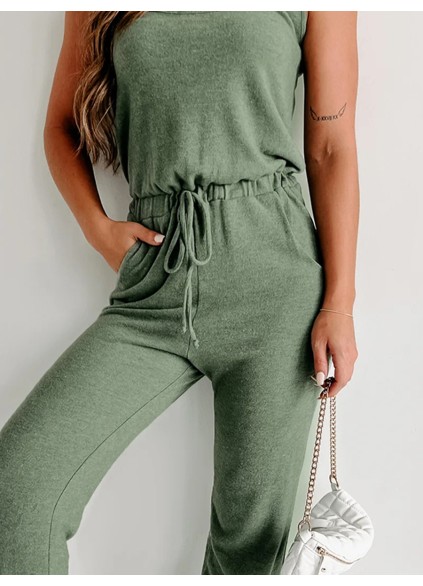 Red halter jumpsuit