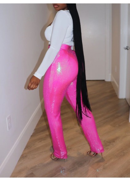 Rose sequin shirt and pants set