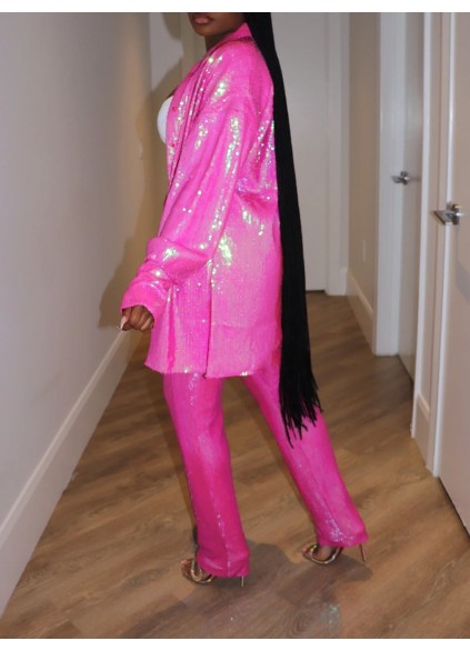 Rose sequin shirt and pants set
