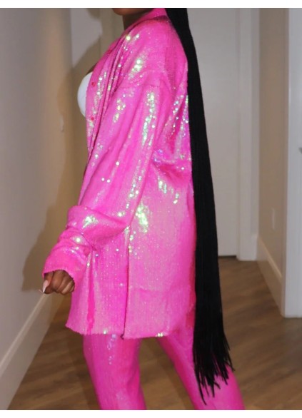 Rose sequin shirt and pants set