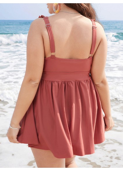 Sexy ruffled patchwork swimsuit