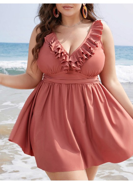 Sexy ruffled patchwork swimsuit
