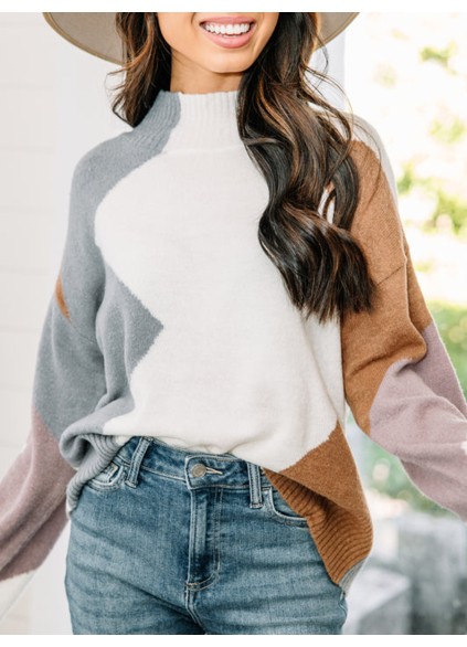 Blue Colorblock Sweater