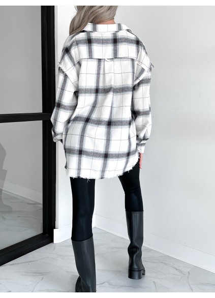 Simple lapel plaid shirt