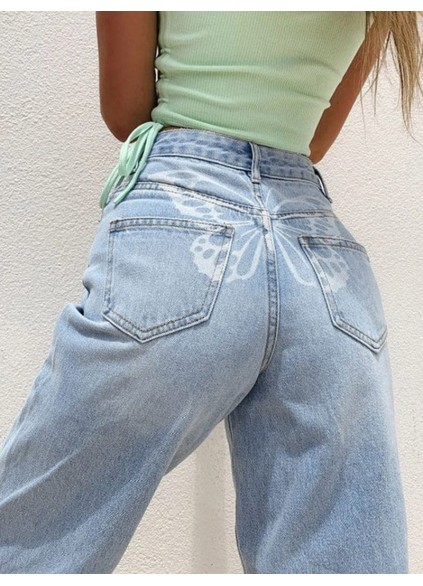 Solid denim pants