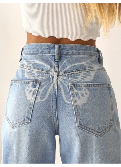Solid denim pants