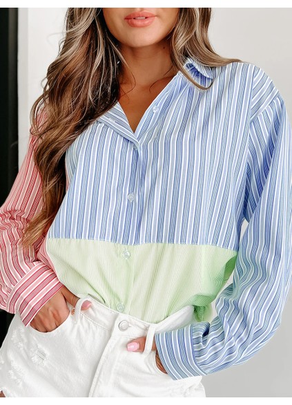 Striped patchwork shirt