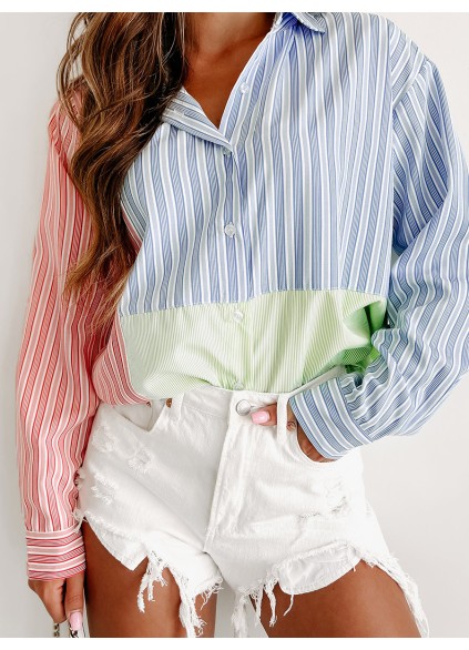 Striped patchwork shirt