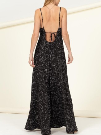 Sweetheart Neckline With Wide Legs Back Tie Polka