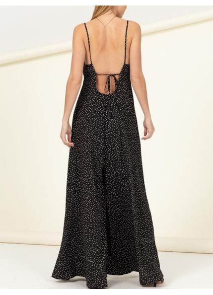 Sweetheart Neckline With Wide Legs Back Tie Polka