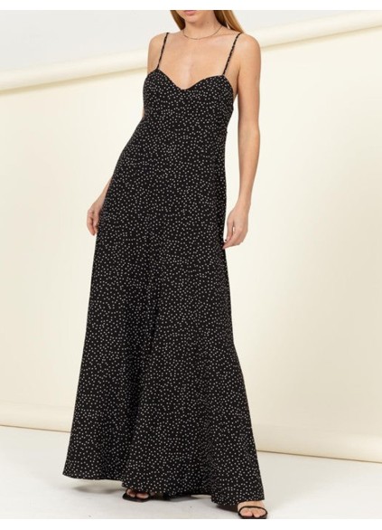 Sweetheart Neckline With Wide Legs Back Tie Polka
