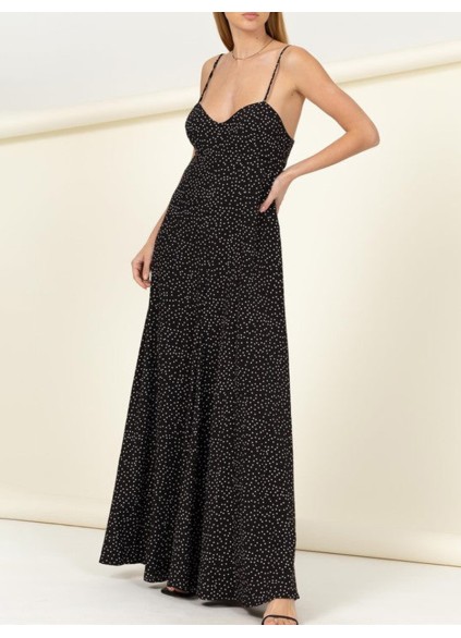 Sweetheart Neckline With Wide Legs Back Tie Polka