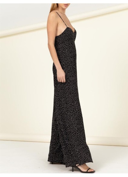 Sweetheart Neckline With Wide Legs Back Tie Polka