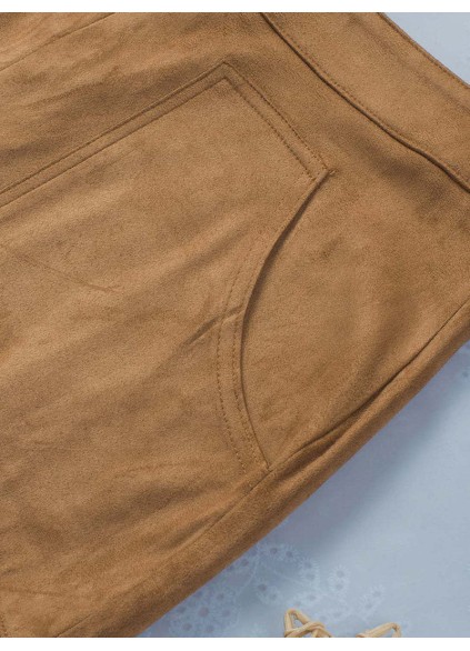 TASSEL ZIPPED POCKETS HIGH WAIST MINI SKIRT