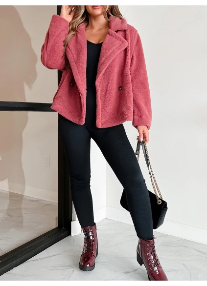 Lapel Long sleeve fleece jacket