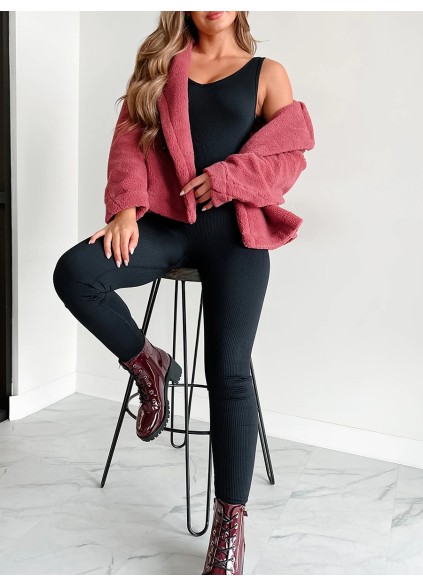 Lapel Long sleeve fleece jacket
