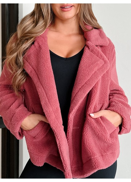 Lapel Long sleeve fleece jacket