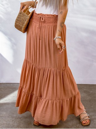 TIE  HIGH WAIST TIERED MAXI SKIRT
