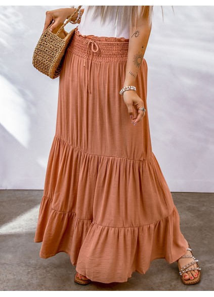 TIE  HIGH WAIST TIERED MAXI SKIRT