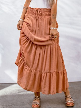TIE  HIGH WAIST TIERED MAXI SKIRT