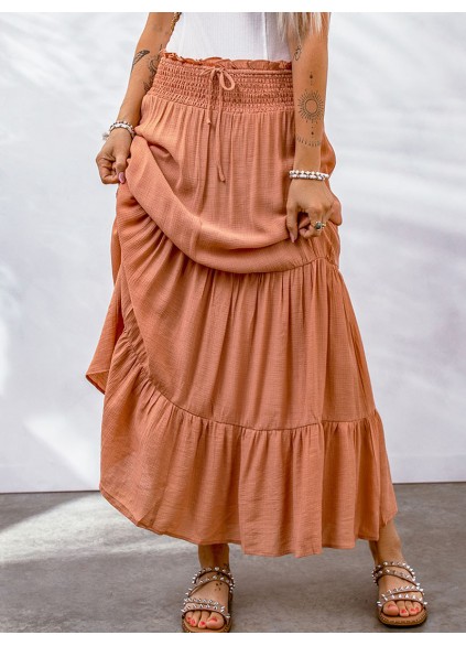 TIE  HIGH WAIST TIERED MAXI SKIRT