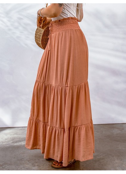 TIE  HIGH WAIST TIERED MAXI SKIRT