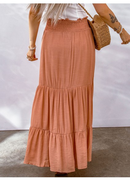 TIE  HIGH WAIST TIERED MAXI SKIRT