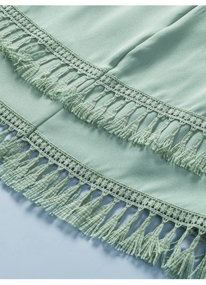 TIERED TASSEL ZIP-UP HIGH WAIST MINI SKIRT