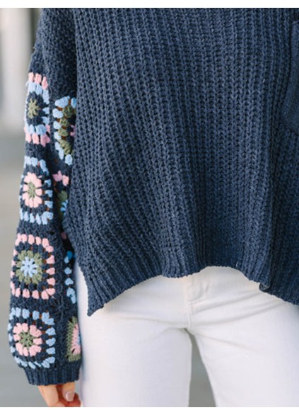 What You Like Gray Crochet Sweater