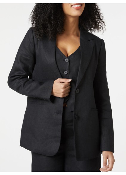 Women's black linen blazer