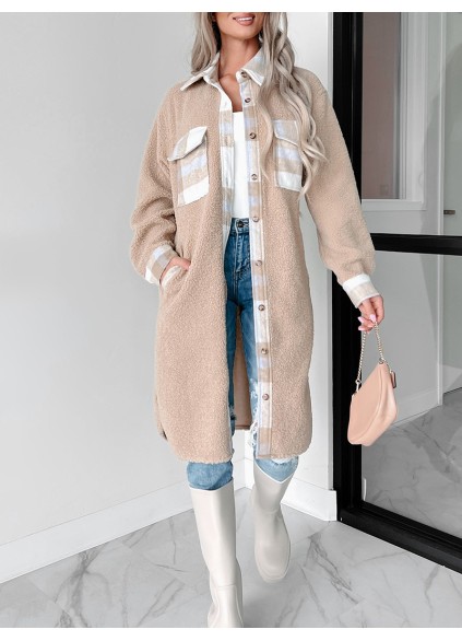 Women's Casual Elegant Plaid Long Jacket Coat