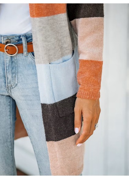 Women's casual striped cardigan