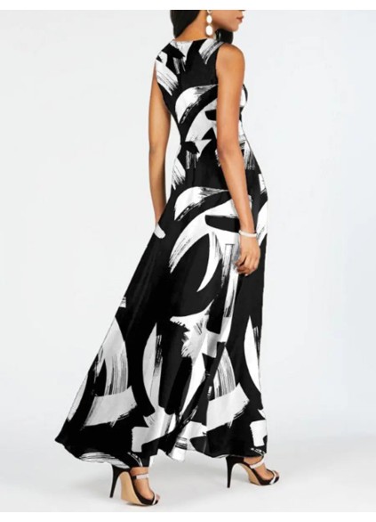 Women's elegant simple geometric pattern waist slimming romper