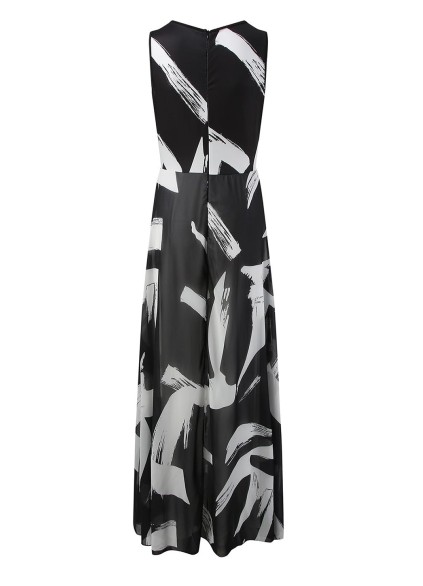 Women's elegant simple geometric pattern waist slimming romper