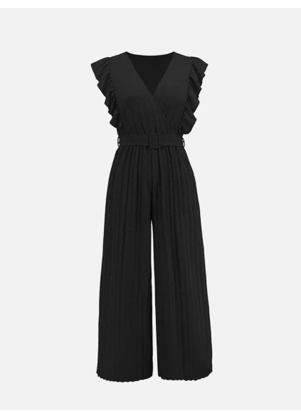 Women's elegant V-neck ruffled waist slimming romper
