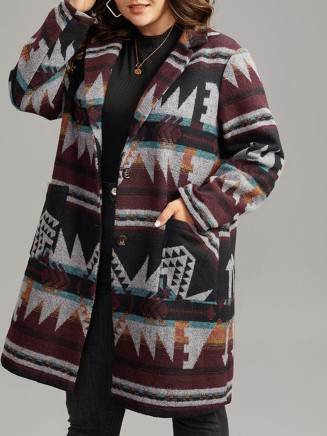 Women's printed jacket with geometric pattern