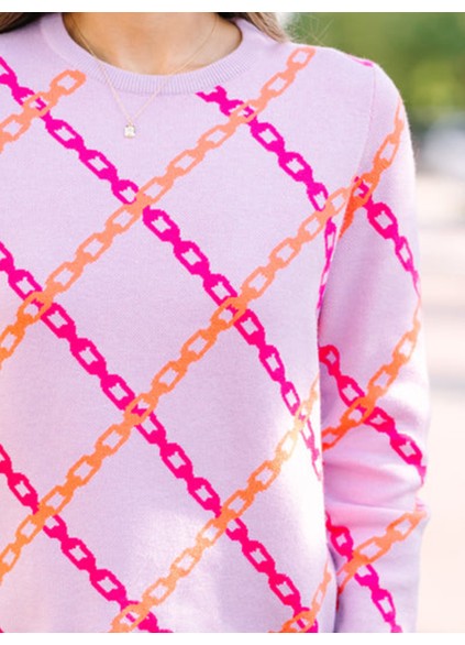 Women's purple chain print sweater
