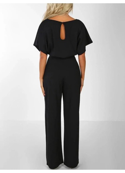 Women's slimming romper with elegant drop shoulders and waist