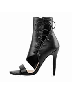 Lace Up Cutout High Heel Sandal Boots