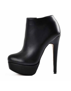 Black Platform Zipper Stiletto Ankle Boots
