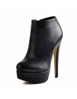 Black Platform Zipper Stiletto Ankle Boots