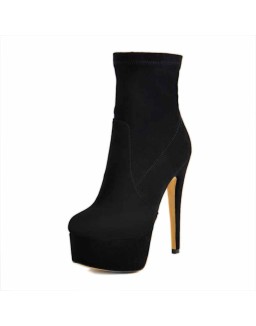 Lycra Stretch Platform Stiletto High Heel Ankle Boots