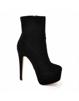 Lycra Stretch Platform Stiletto High Heel Ankle Boots