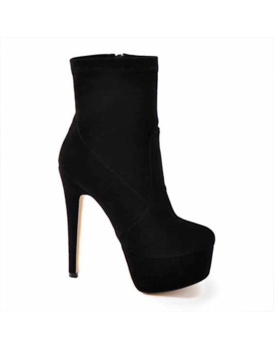 Lycra Stretch Platform Stiletto High Heel Ankle Boots